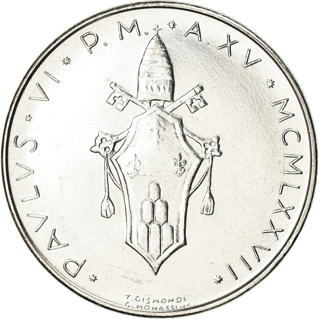 Moneta, PAŃSTWO WATYKAŃSKIE, Paul VI, 100 Lire, 1977, AU(55-58), Stal
