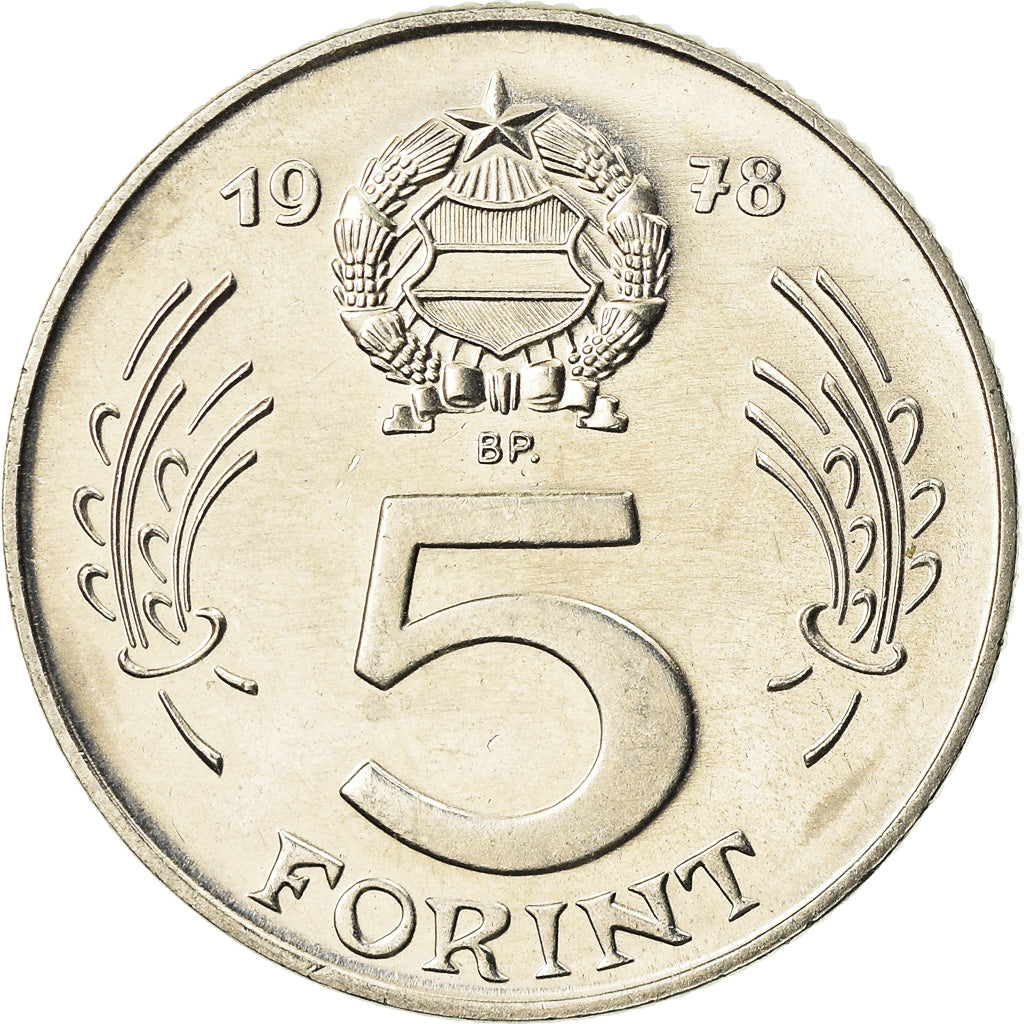 Moneta, Węgry, 5 Forint, 1978, Budapest, AU(55-58), Nikiel, KM:594