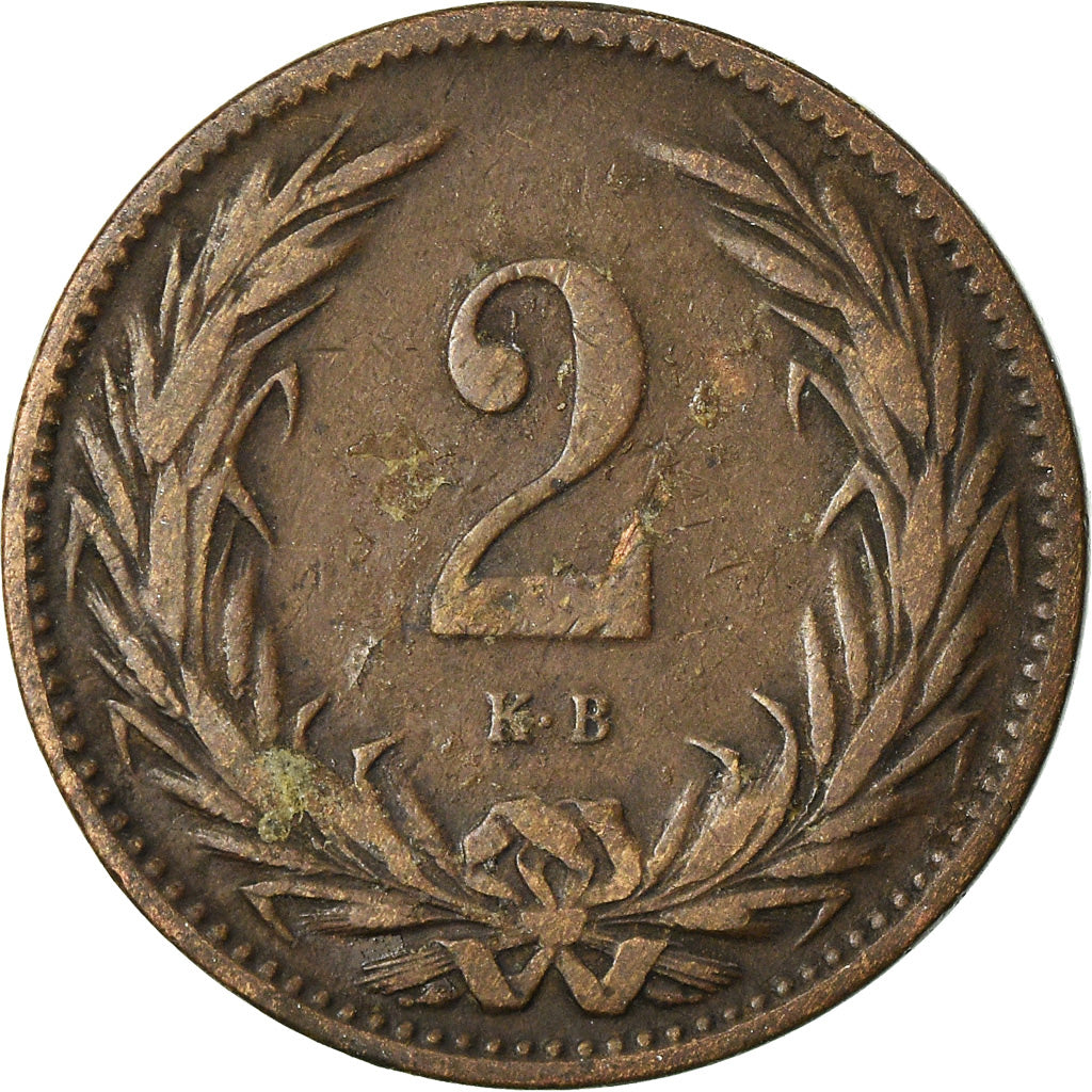 Moneta, Ungheria, Franz Joseph I, 2 Filler, 1895, Kormoczbanya, MB+, Bronzo