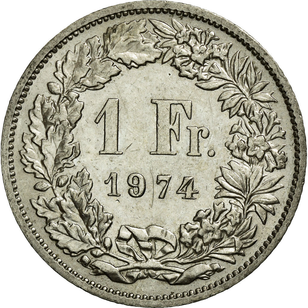 Coin, Switzerland, Franc, 1974, Bern, AU(55-58), Copper-nickel, KM:24a.1