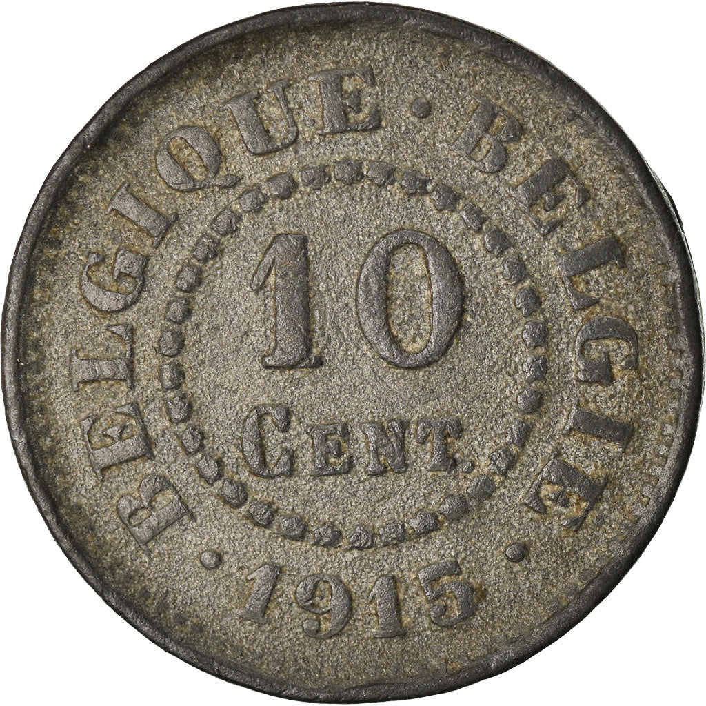 Moneda, Bélgica, 10 Centimes, 1915, BC+, Cinc, KM:81