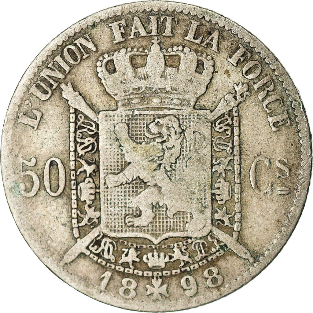 Coin, Belgium, Leopold II, 50 Centimes, 1898, F(12-15), Silver, KM:26