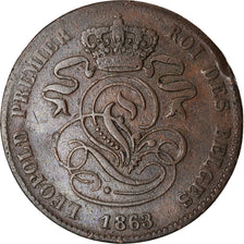 Coin, Belgium, Leopold I, 2 Centimes, 1863, VF(30-35), Copper, KM:4.2