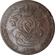 Moneta, Belgio, Leopold I, 2 Centimes, 1863, MB+, Rame, KM:4.2