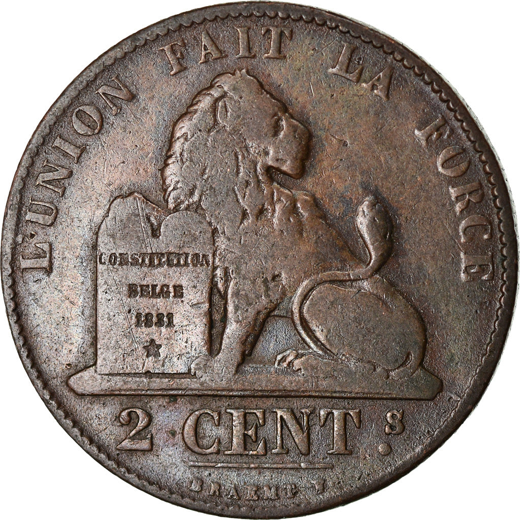 Coin, Belgium, Leopold I, 2 Centimes, 1863, VF(30-35), Copper, KM:4.2
