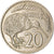 Moeda, Nova Zelândia, Elizabeth II, 20 Cents, 1967, EF(40-45), Cobre-níquel