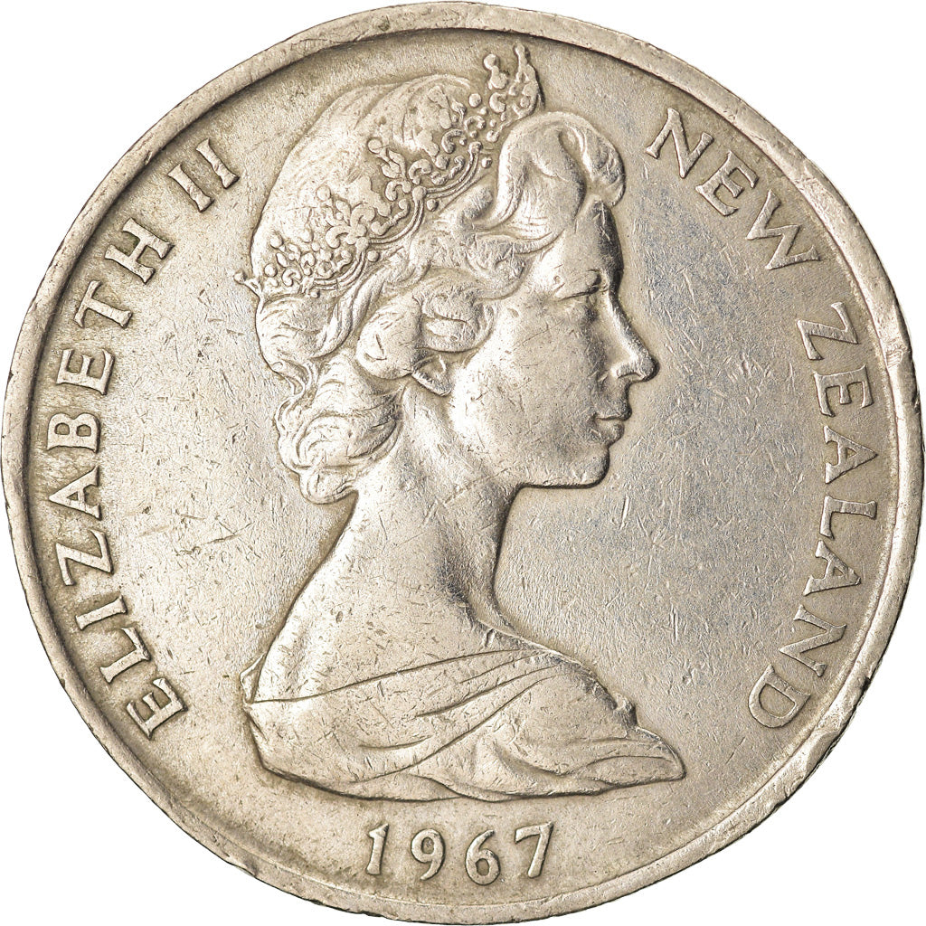 Coin, New Zealand, Elizabeth II, 50 Cents, 1967, EF(40-45), Copper-nickel