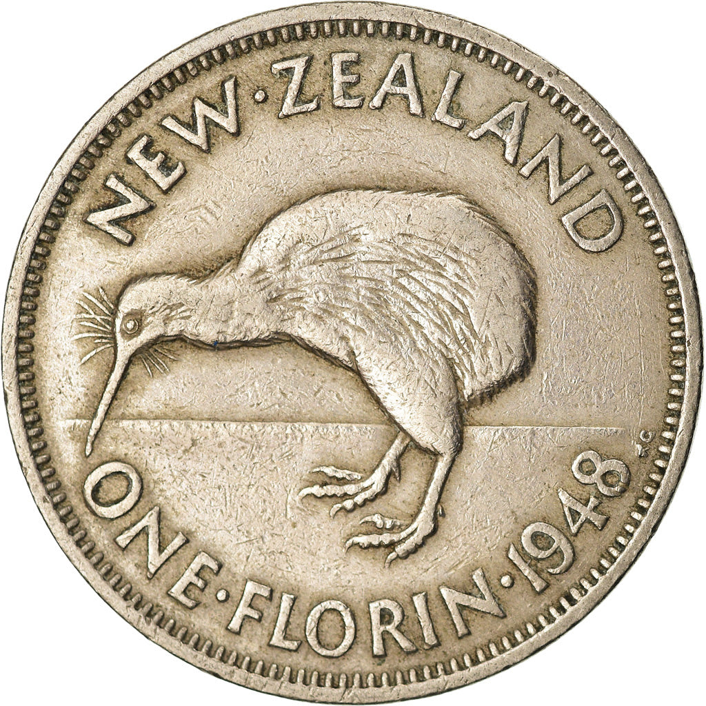 Moneta, Nuova Zelanda, George VI, Florin, 1948, BB, Rame-nichel, KM:18