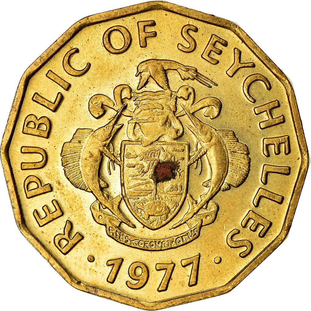 Coin, Seychelles, 10 Cents, 1977, British Royal Mint, EF(40-45), Nickel-brass