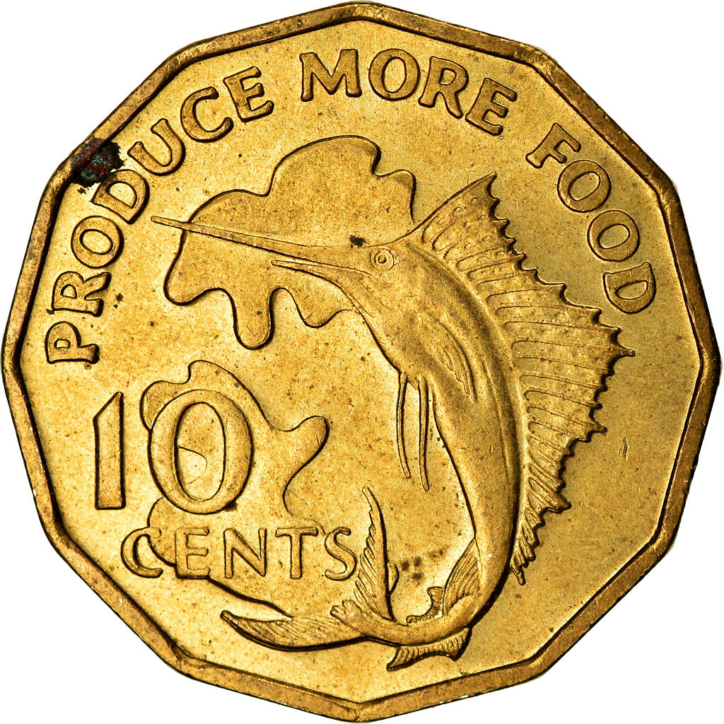 Coin, Seychelles, 10 Cents, 1977, British Royal Mint, EF(40-45), Nickel-brass