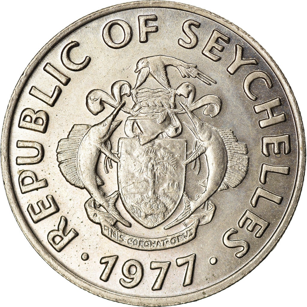 Coin, Seychelles, 50 Cents, 1977, British Royal Mint, EF(40-45), Copper-nickel
