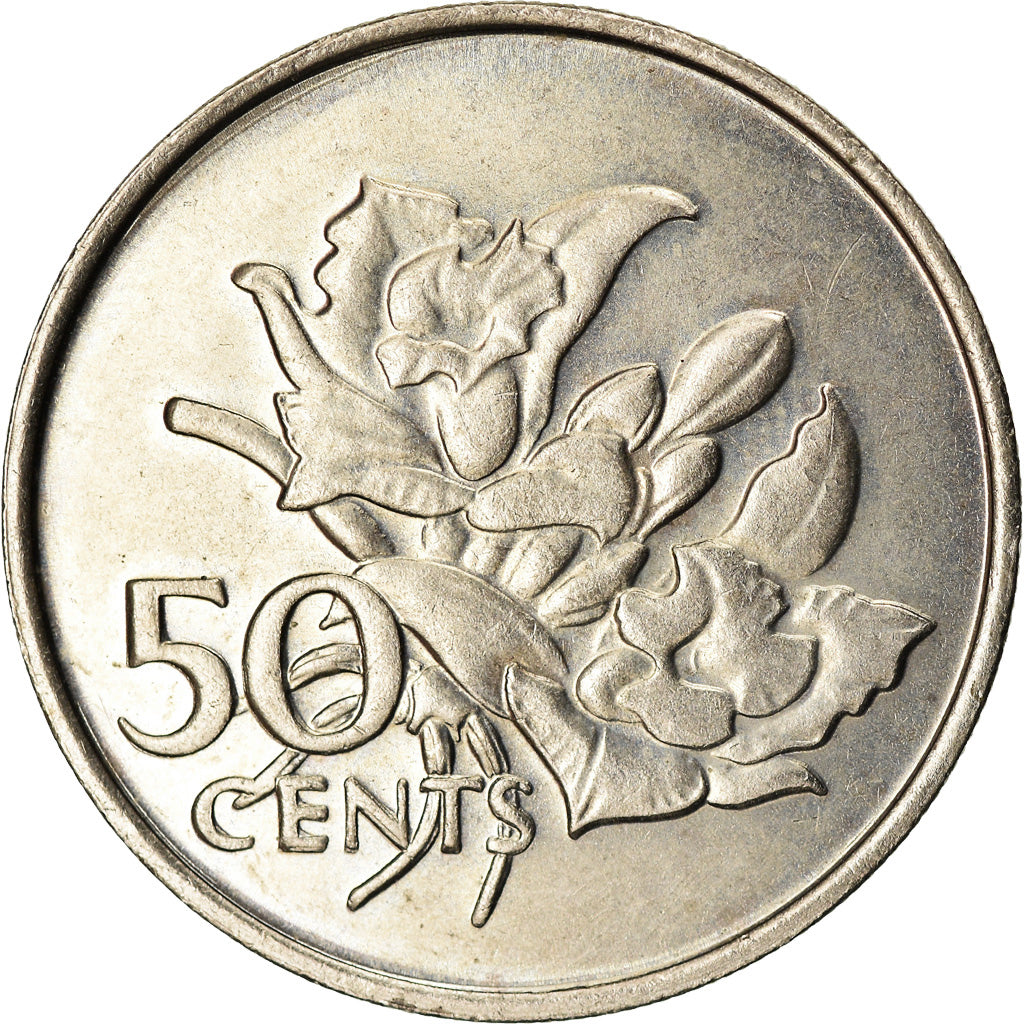 Coin, Seychelles, 50 Cents, 1977, British Royal Mint, EF(40-45), Copper-nickel