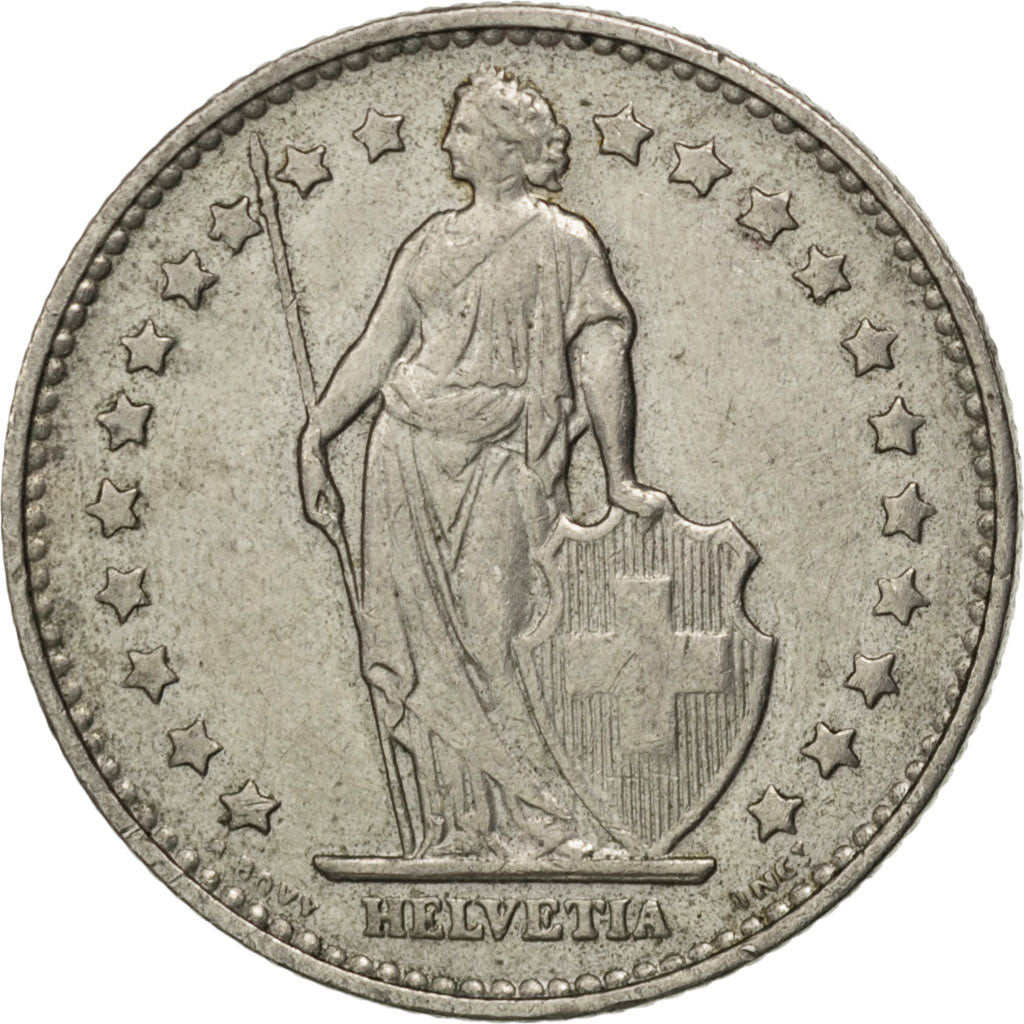 SWITZERLAND, Franc, 1969, Bern, KM #24a.1, AU(55-58), Copper-Nickel, 23.2, 4.22