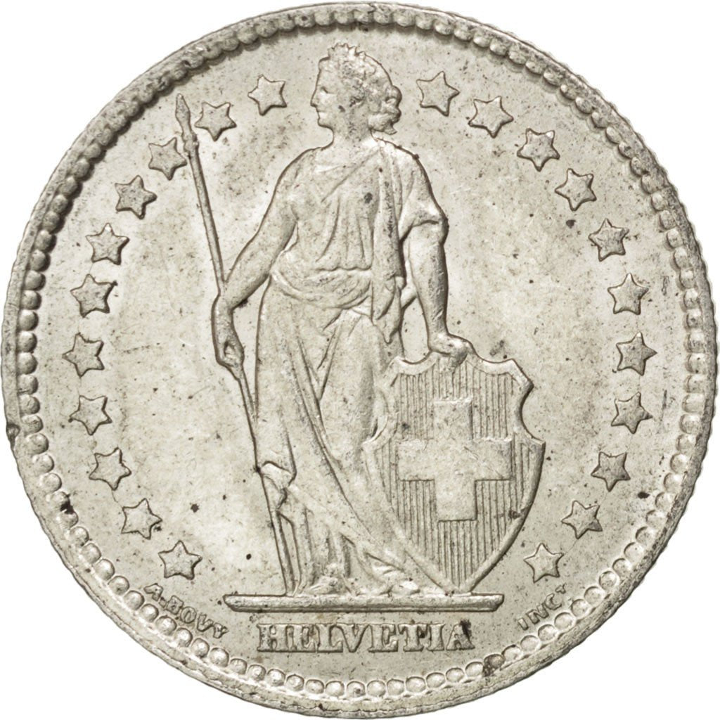 SWITZERLAND, Franc, 1914, Bern, KM #24, AU(55-58), Silver, 23.2, 4.97