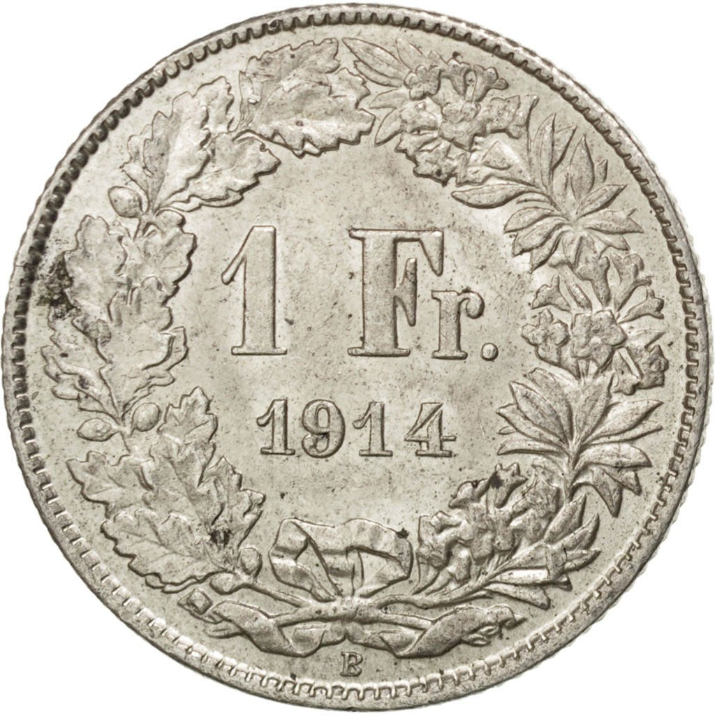 SWITZERLAND, Franc, 1914, Bern, KM #24, AU(55-58), Silver, 23.2, 4.97