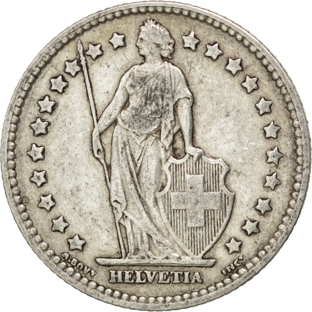 SWITZERLAND, Franc, 1907, Bern, KM #24, EF(40-45), Silver, 23.2, 4.96