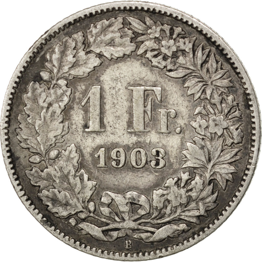 SWITZERLAND, Franc, 1903, Bern, KM #24, VF(20-25), Silver, 23.2, 4.94