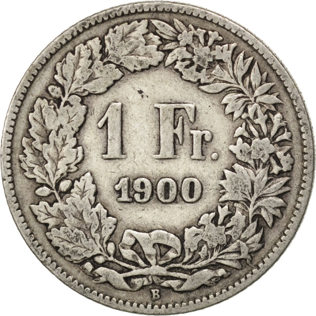 SWITZERLAND, Franc, 1900, Bern, KM #24, VF(20-25), Silver, 23.2, 4.83