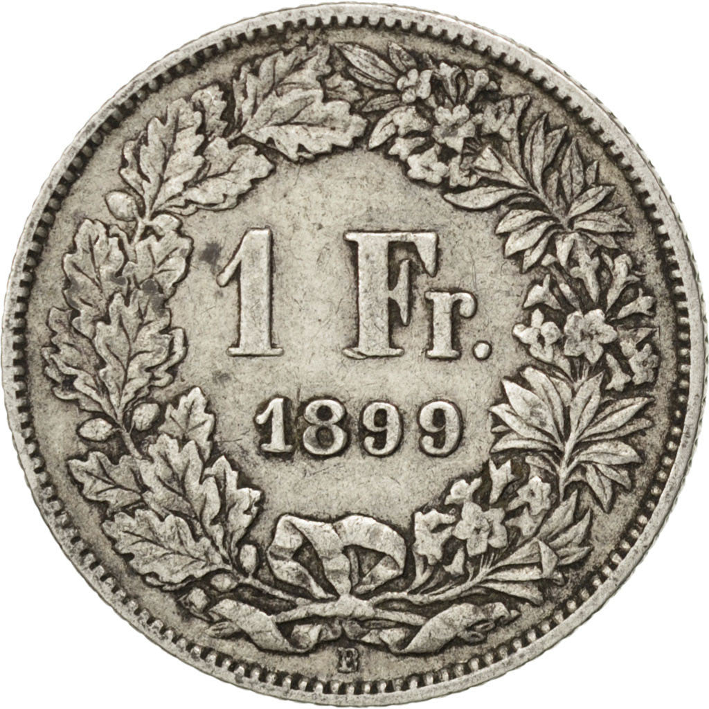 SWITZERLAND, Franc, 1899, Bern, KM #24, VF(30-35), Silver, 23.2, 4.92