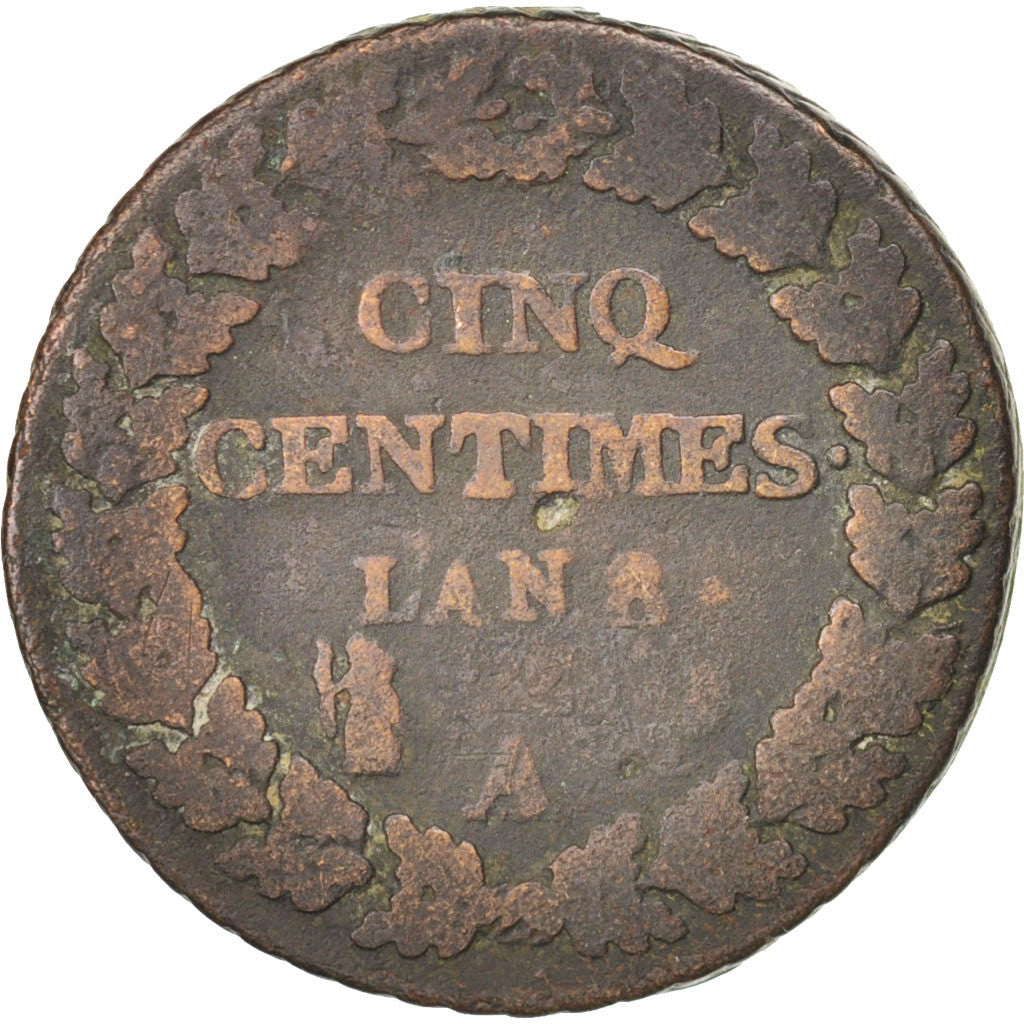 Munten, Frankrijk, Dupré, 5 Centimes, 1799, Paris, ZG+, Bronze, KM:642.1