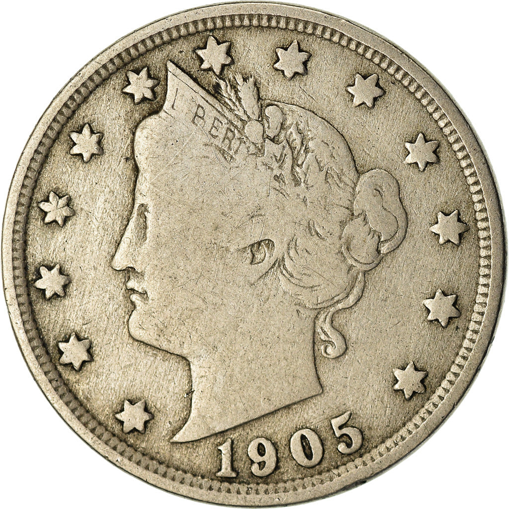Monnaie, États-Unis, Liberty Nickel, 5 Cents, 1905, U.S. Mint, Philadelphie