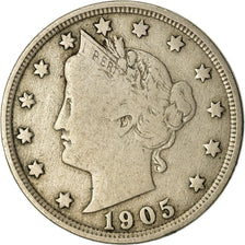 Monnaie, États-Unis, Liberty Nickel, 5 Cents, 1905, U.S. Mint, Philadelphie