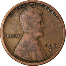 Coin, United States, Lincoln Cent, Cent, 1916, U.S. Mint, San Francisco