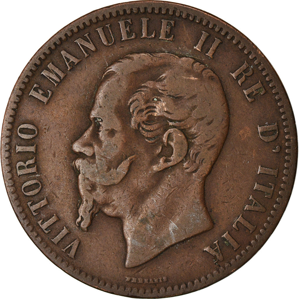 Coin, Italy, Vittorio Emanuele II, 10 Centesimi, 1862, VF(20-25), Copper