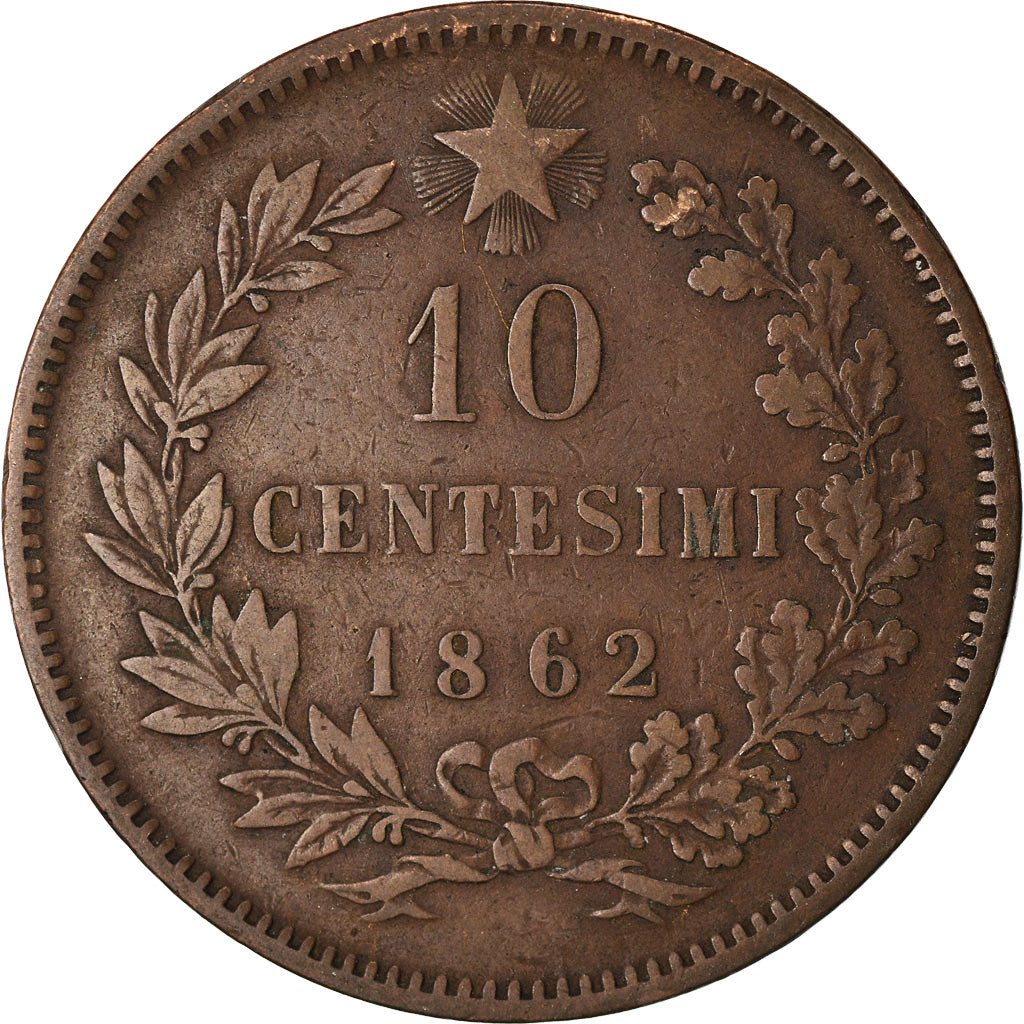 Coin, Italy, Vittorio Emanuele II, 10 Centesimi, 1862, VF(20-25), Copper