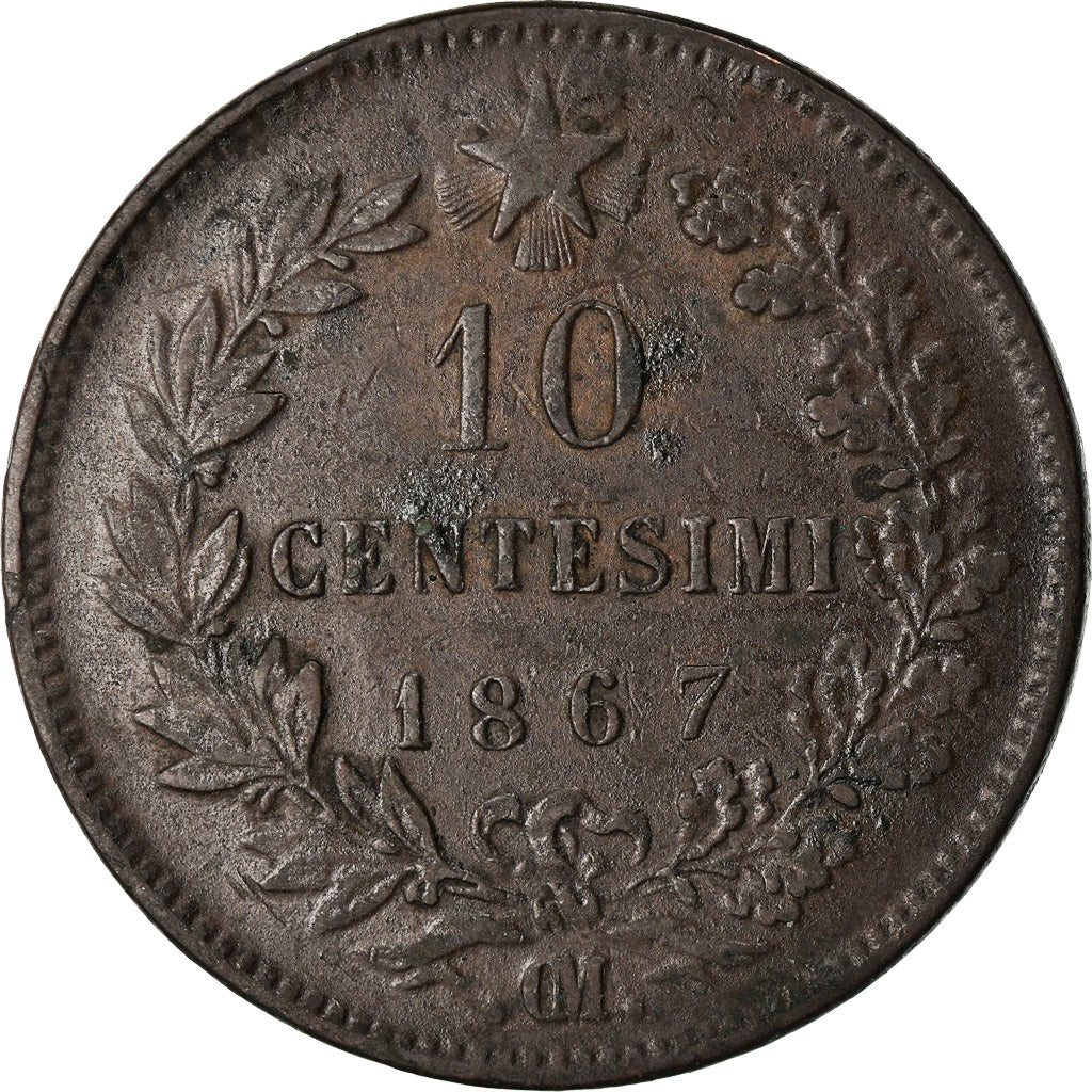 Coin, Italy, Vittorio Emanuele II, 10 Centesimi, 1867, Strasbourg, EF(40-45)