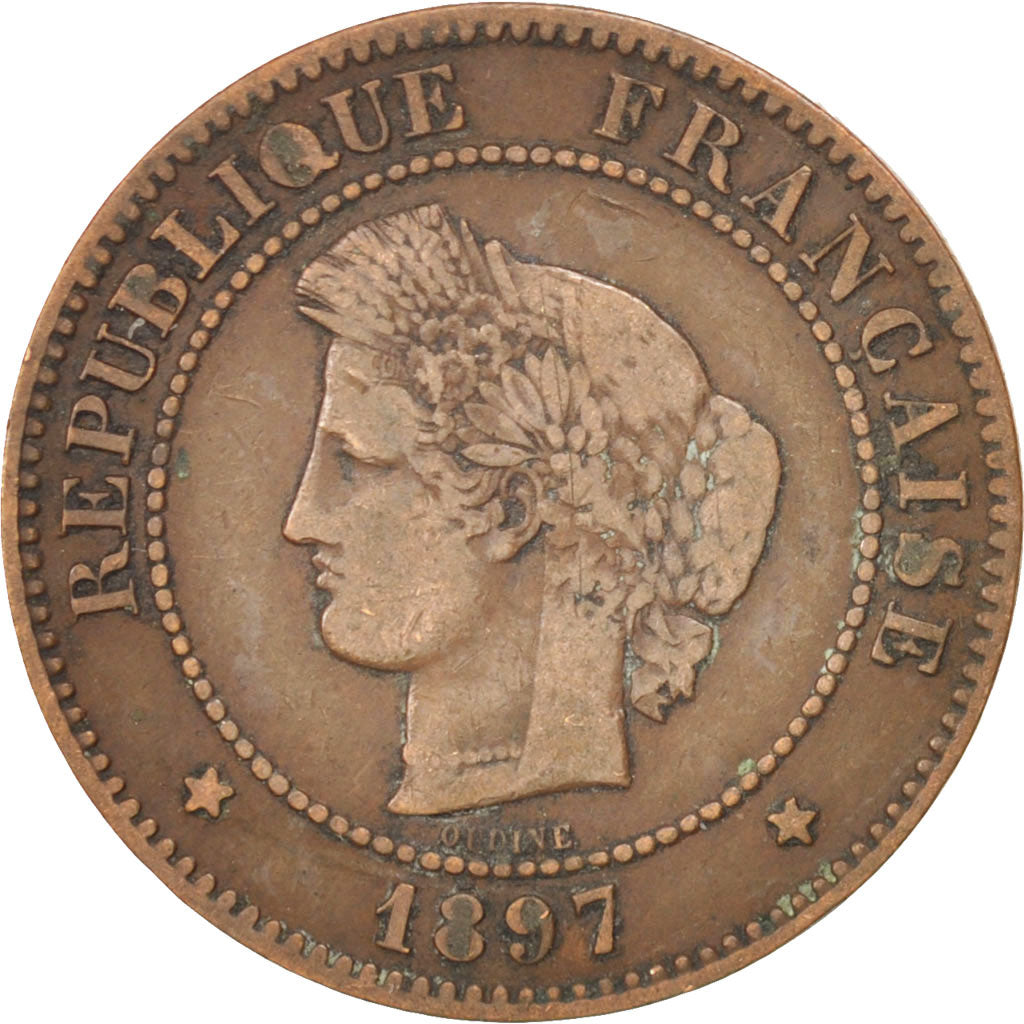 Moneta, Francia, Cérès, 5 Centimes, 1897, Paris, MB+, Bronzo, KM:821.1