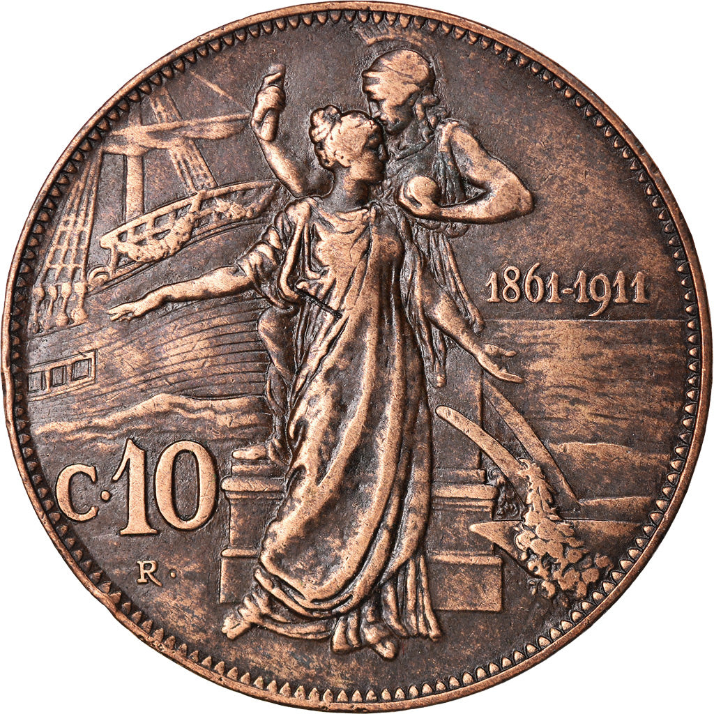 Coin, Italy, Vittorio Emanuele III, 10 Centesimi, 1911, Rome, VF(30-35), Bronze
