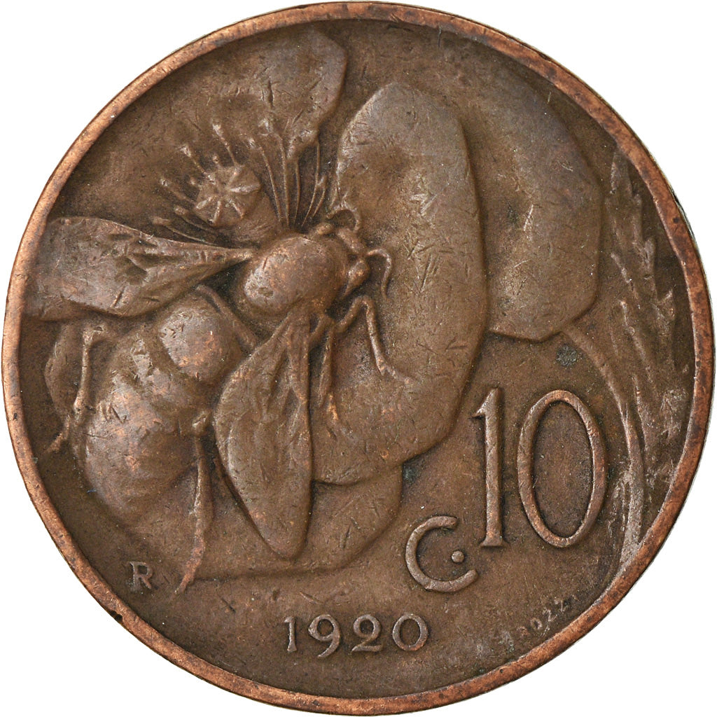 Coin, Italy, Vittorio Emanuele III, 10 Centesimi, 1920, Rome, VF(20-25), Bronze