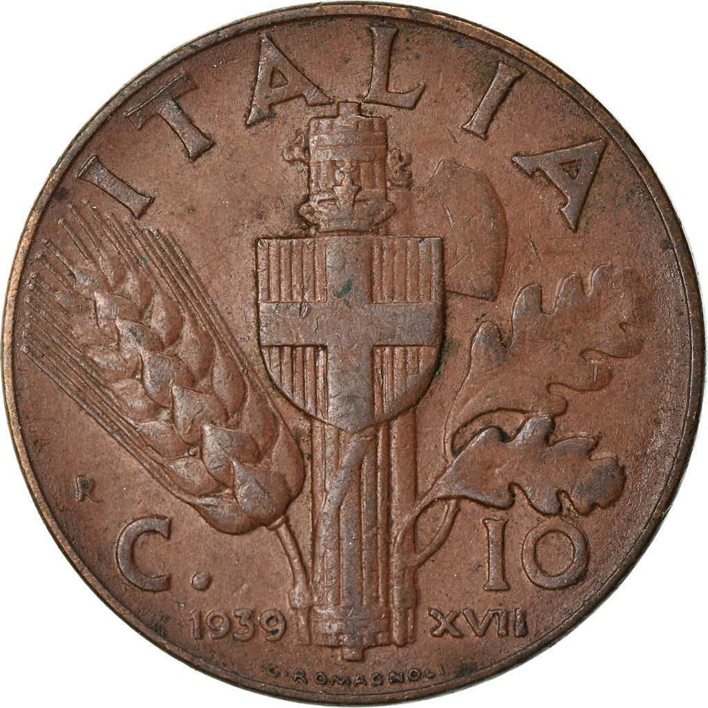 Moeda, Itália, Vittorio Emanuele III, 10 Centesimi, 1939, Rome, EF(40-45)