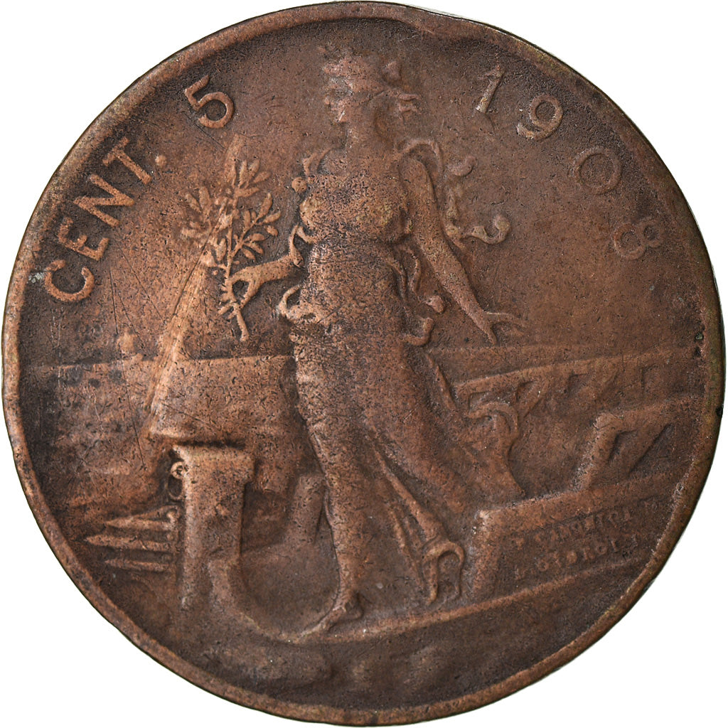 Moeda, Itália, Vittorio Emanuele III, 5 Centesimi, 1908, Rome, EF(40-45)