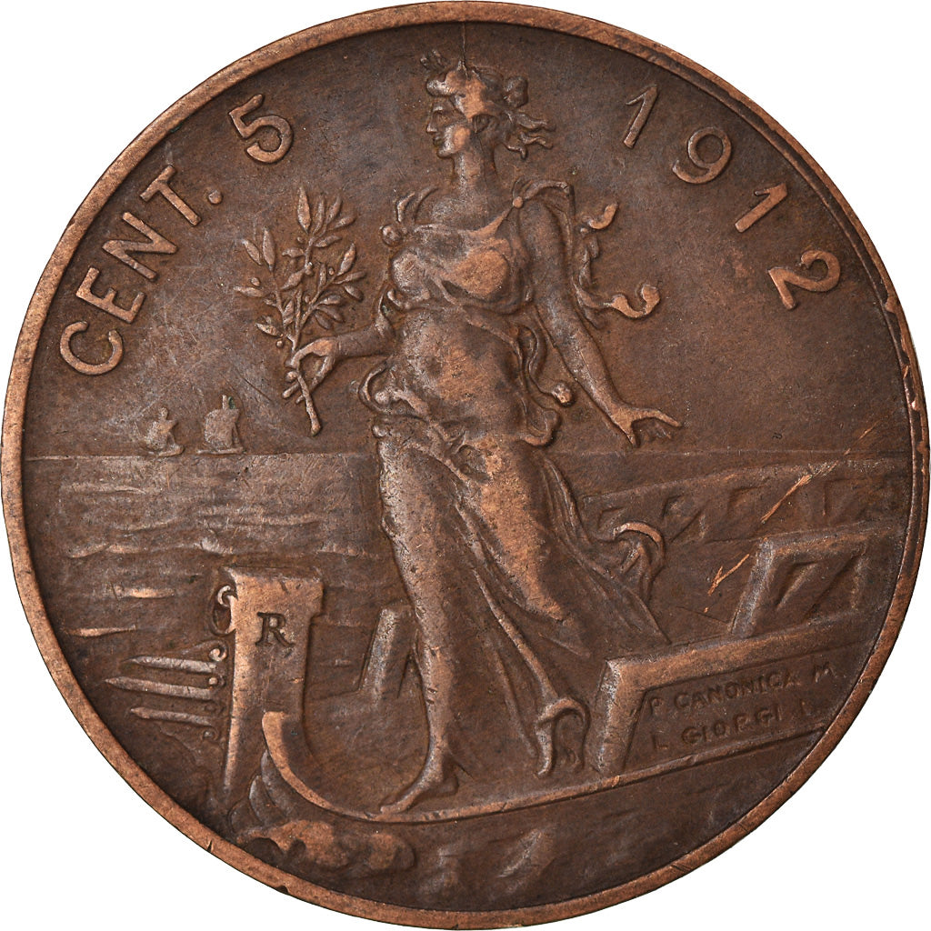 Moneta, Italia, Vittorio Emanuele III, 5 Centesimi, 1912, Rome, MB+, Bronzo