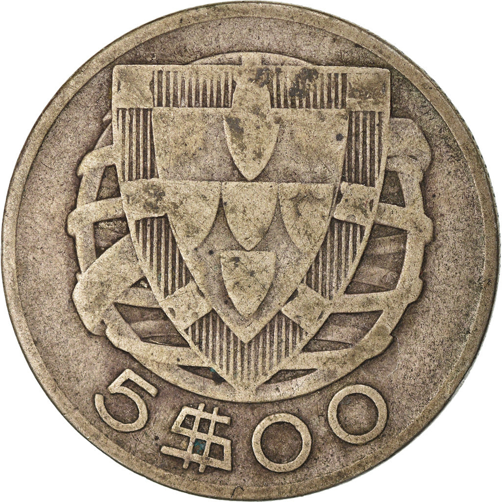 Monnaie, Portugal, 5 Escudos, 1933, TB, Argent, KM:581