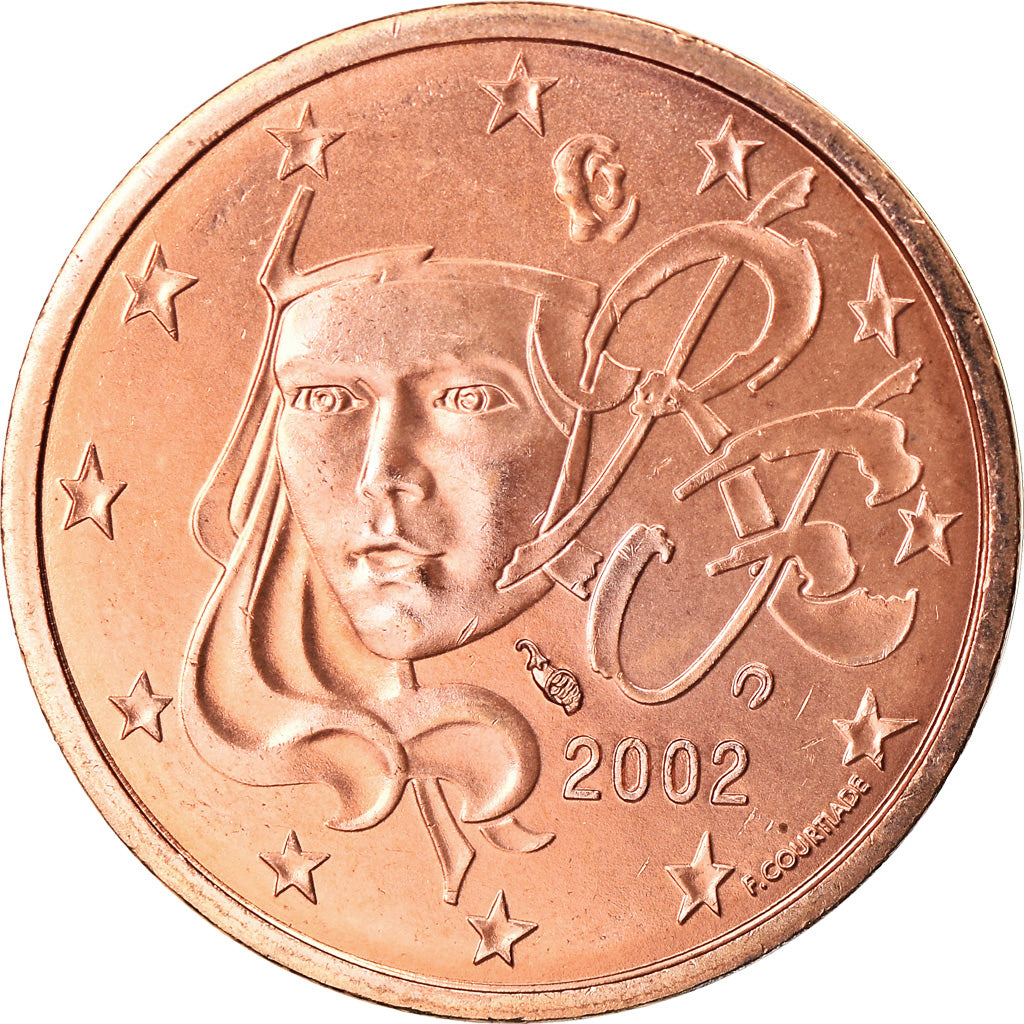 France, 2 Euro Cent, 2002, FDC, Copper Plated Steel, KM:1283