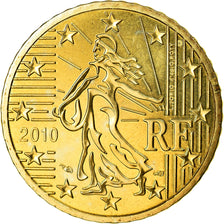 France, 50 Euro Cent, 2010, MS(65-70), Brass, KM:1412