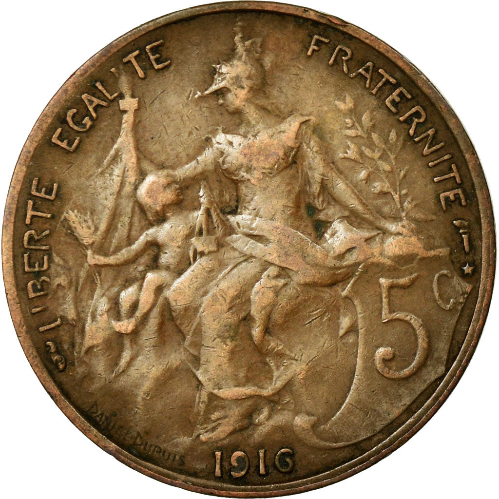 Munten, Frankrijk, Dupuis, 5 Centimes, 1916, ZF, Bronze, KM:842, Gadoury:165