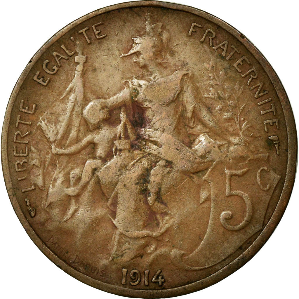 Munten, Frankrijk, Dupuis, 5 Centimes, 1914, ZF, Bronze, KM:842, Gadoury:165