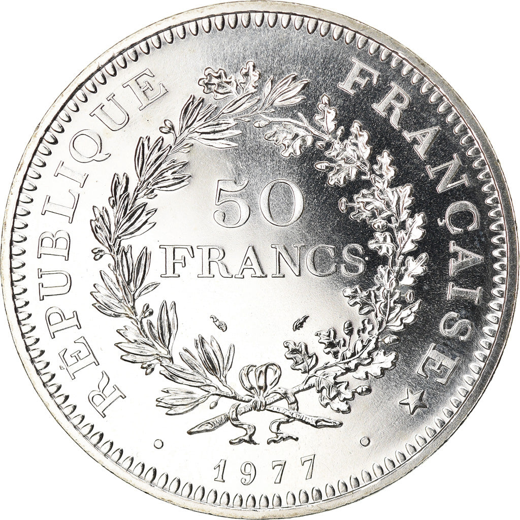Coin, France, Hercule, 50 Francs, 1977, Paris, MS(65-70), Silver, KM:941.1