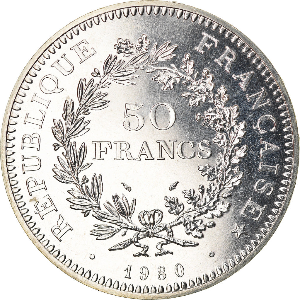 Coin, France, Hercule, 50 Francs, 1980, Paris, MS(65-70), Silver, KM:941.1