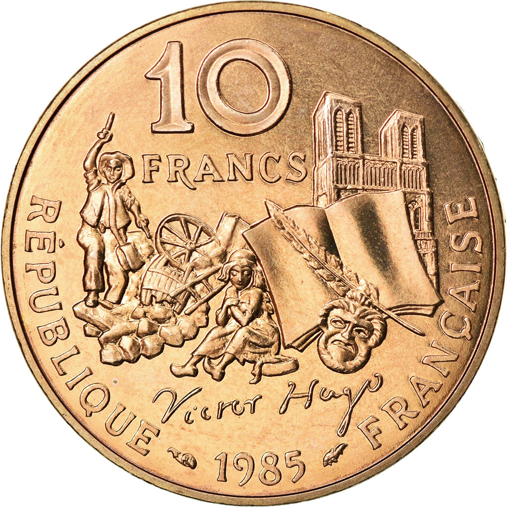 Moneta, Francia, Victor Hugo, 10 Francs, 1985, Paris, FDC, Nichel-bronzo