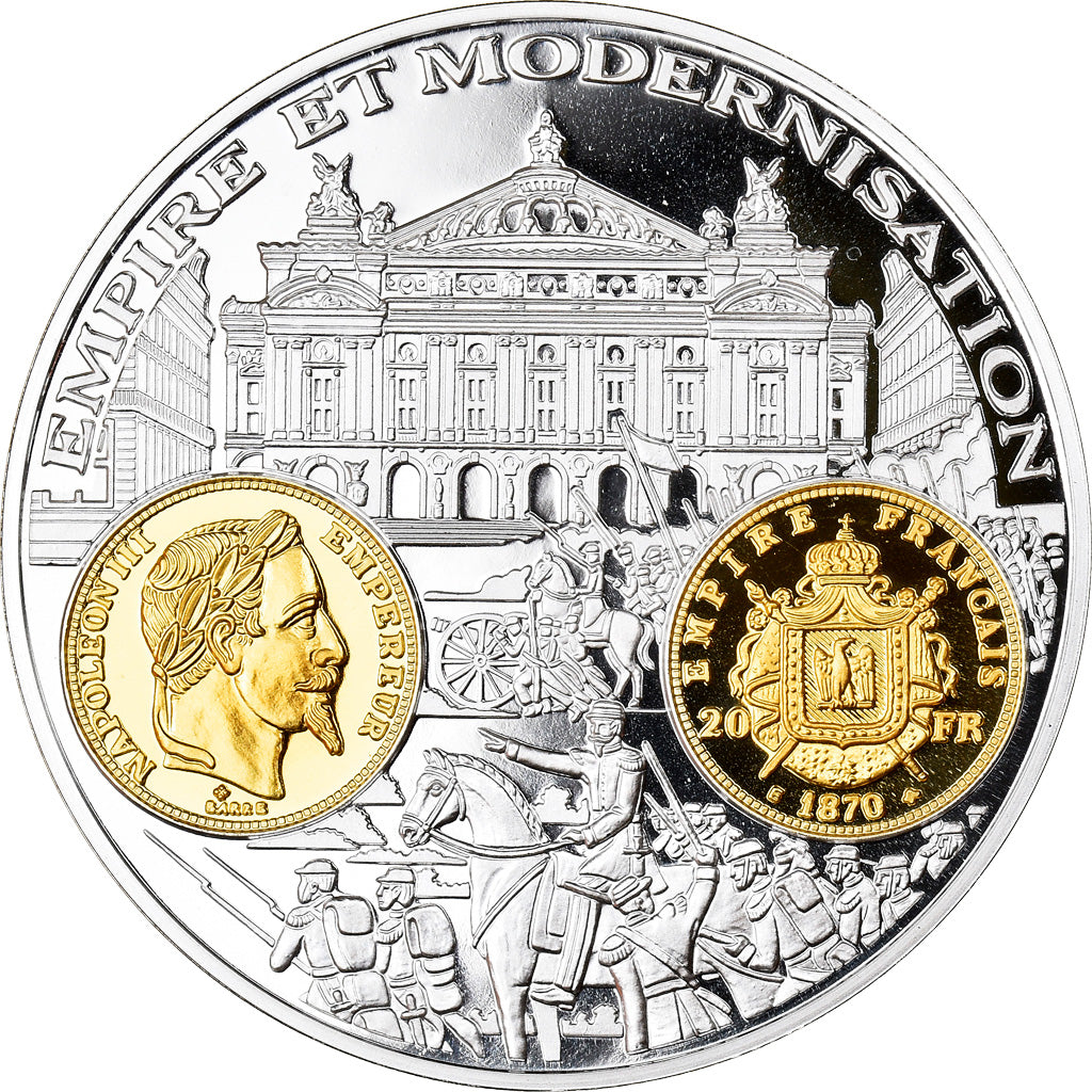 France, Médaille, Histoire Monétaire, 20 Francs Or Napoléon III, FDC, Argent