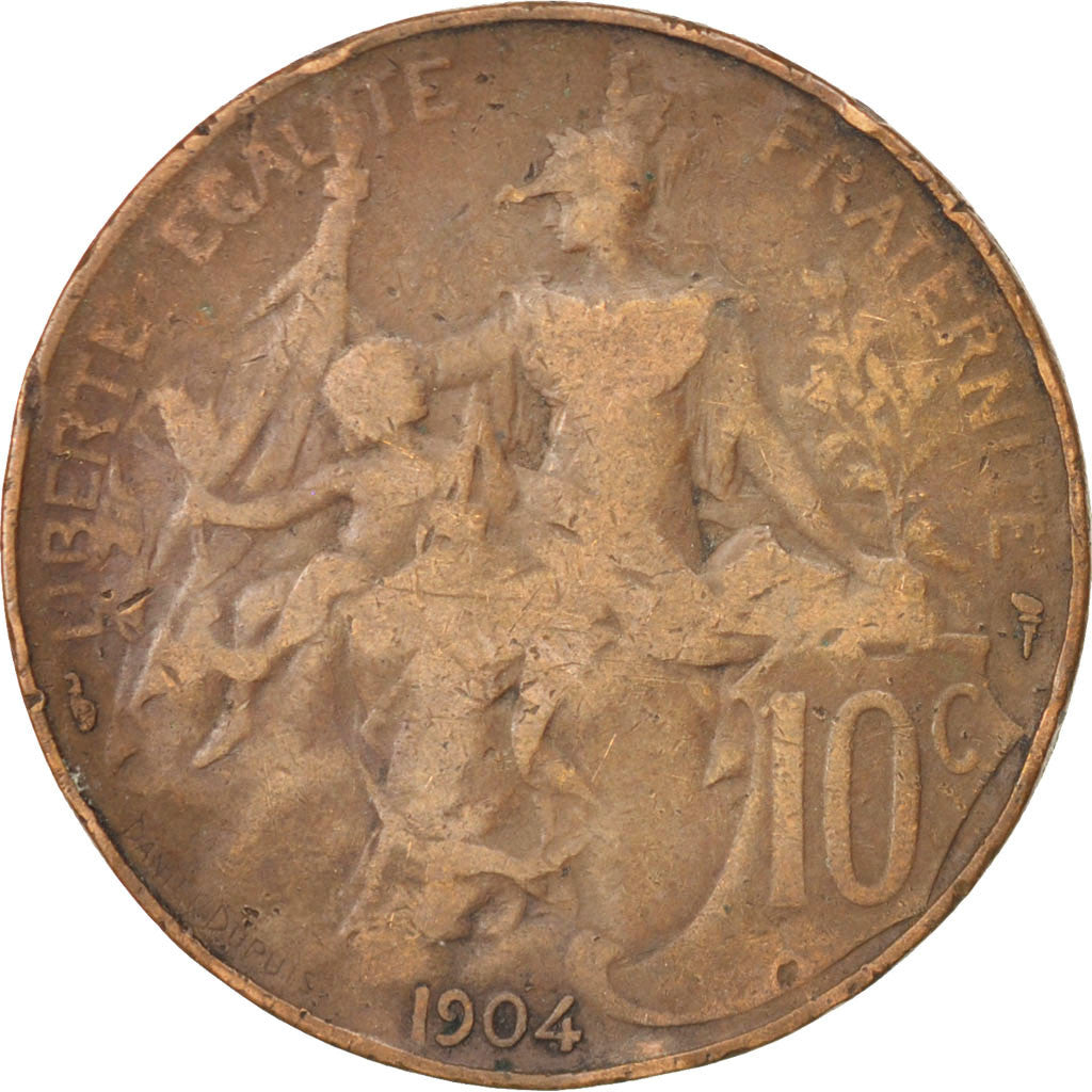 Munten, Frankrijk, Dupuis, 10 Centimes, 1904, FR+, Bronze, KM:843, Gadoury:277