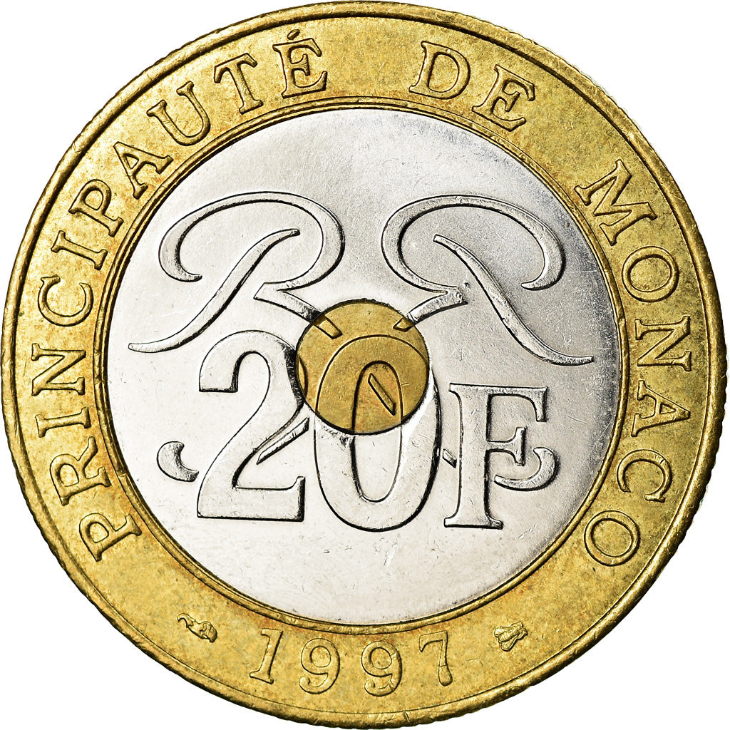 Munten, Monaco, Rainier III, 20 Francs, 1997, PR, Tri-Metallic, KM:165