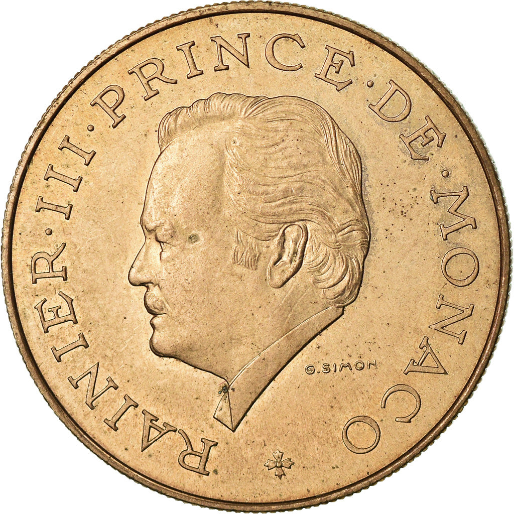 Coin, Monaco, Rainier III, 10 Francs, 1975, AU(55-58), Copper-Nickel-Aluminum