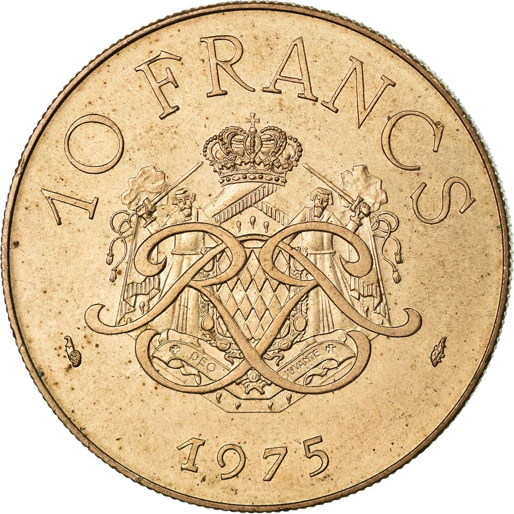 Coin, Monaco, Rainier III, 10 Francs, 1975, AU(55-58), Copper-Nickel-Aluminum