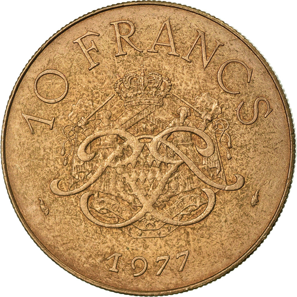 Monnaie, Monaco, Rainier III, 10 Francs, 1977, SUP, Copper-Nickel-Aluminum